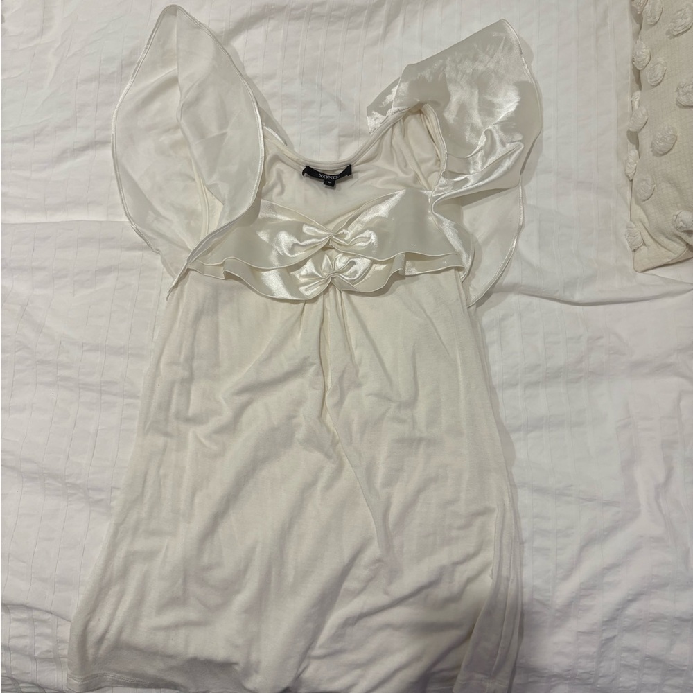 Vintage White Satin-Trim top